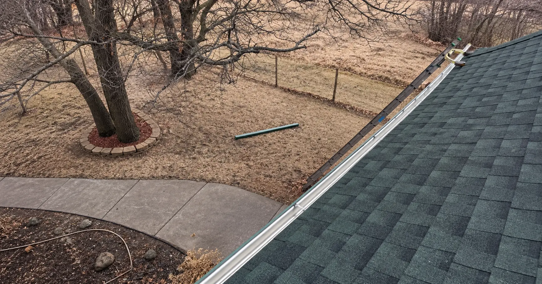 Seamless gutter installed on a Minnesota home roofline
